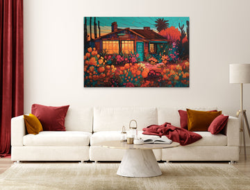 Charming Garden Cottage: A Contemporary Style Acrylic Color Print