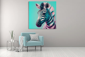 Zebra Delight: Adorable Anime-inspired Zebra Portrait in Pastel Colors