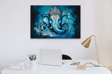 Divine Tranquility: Acrylic Color Print of Lord Ganesh in Light Blue
