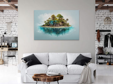 Tranquil Island Oasis: Airbrush Print of a Serene Coastal Landscape