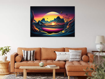 Fluid Sunset Print: Airbrush Print of a Beautiful Scenery with Mesmerizing Fluid Art Pattern