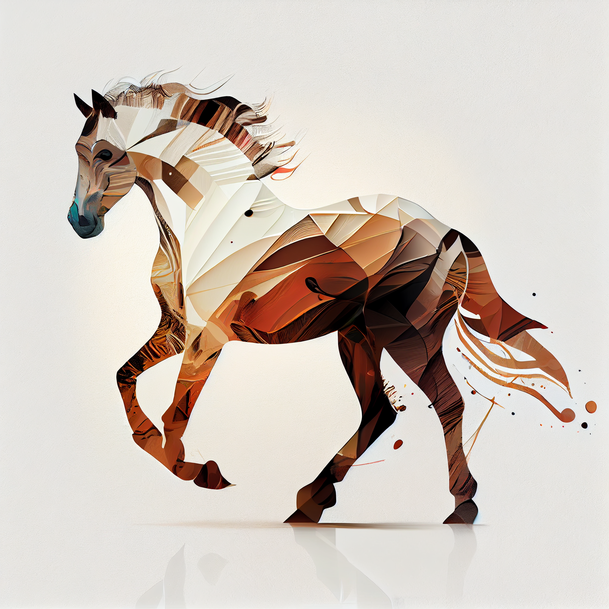 Abstract Elegance: Acrylic Color Print of a Majestic Horse in Shades of Brown - Perfect for Contemporary Wall Decor