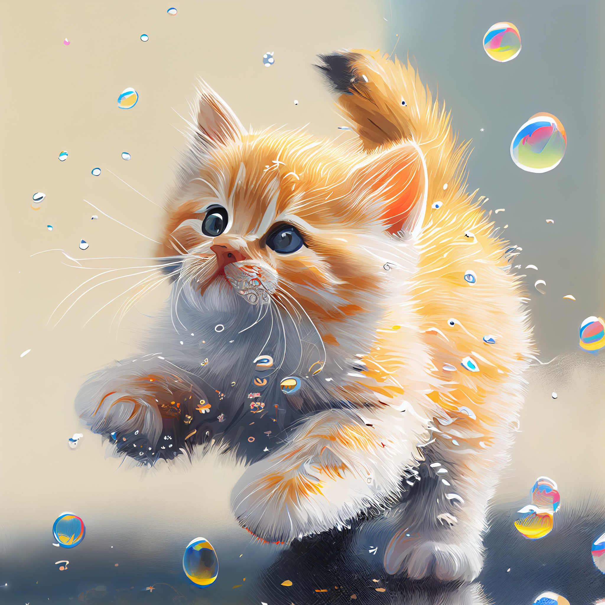Whimsical Playtime: An Adorable Acrylic Print of a Playful Kitten for Kids' Nursery Wall Decor