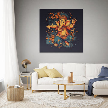 Dynamic Dancing Lord Ganesha: A Lively Anime-Style Print