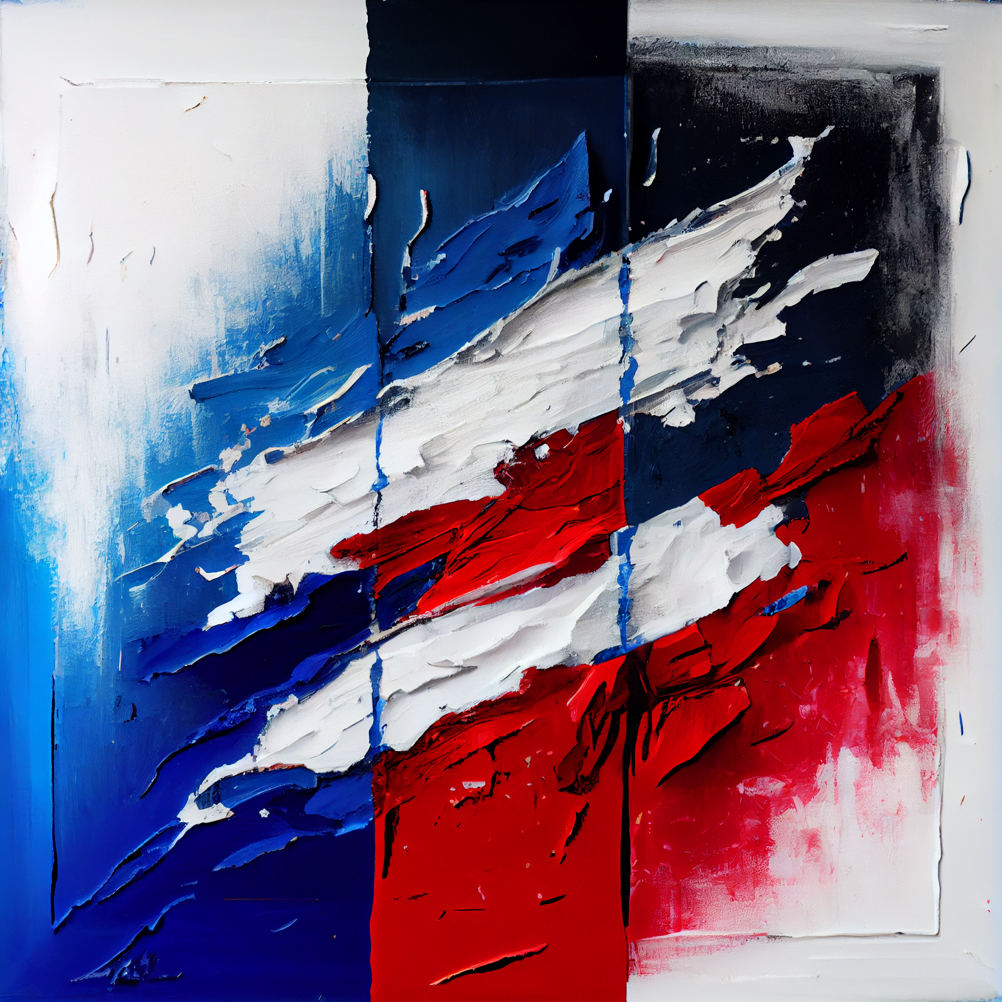 Dynamic and Striking Blue, Red, and White Abstract Art: Elevate Your Decor