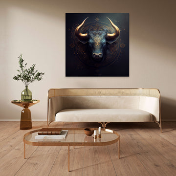 Add a Touch of Elegance to Your Space with Our Blue and Gold Taurus Zodiac Sign Art Print