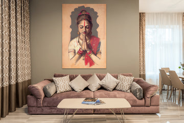 Namaste, Welcome Home: A Traditional Indian Girl's Warm Greeting