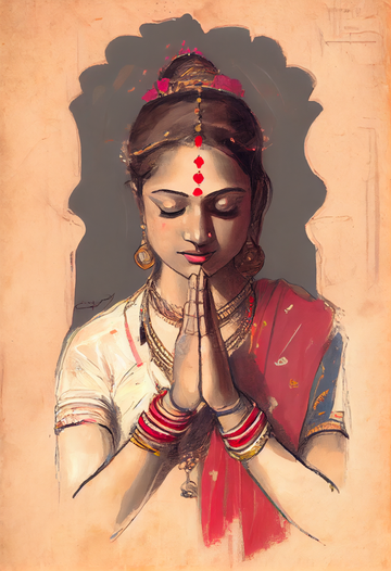 Namaste, Welcome Home: A Traditional Indian Girl's Warm Greeting