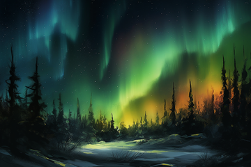 Witness the Enchanting Dance of the Northern Lights Amidst a Serene Forest