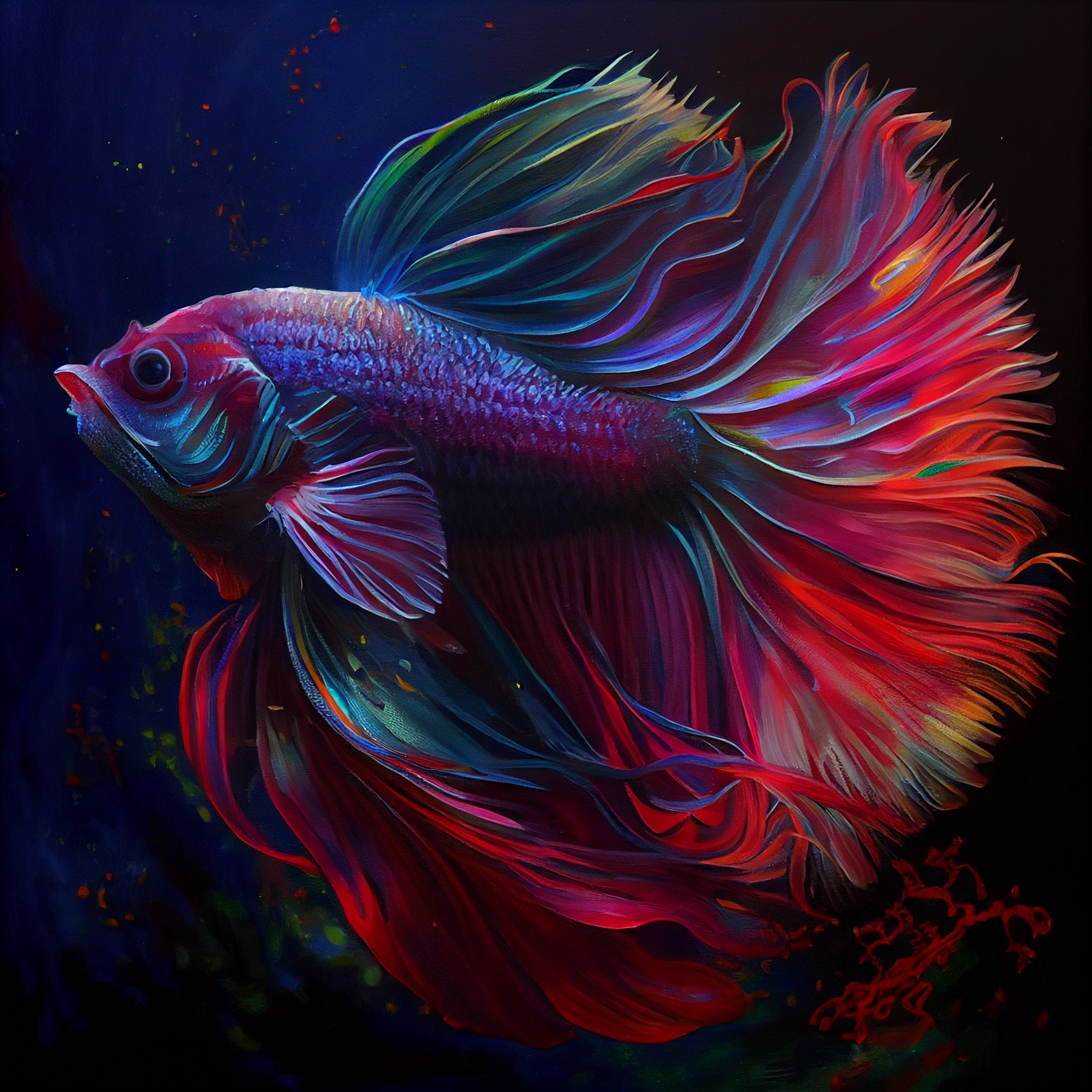 Acrylic Art Print of a Beautiful and Colorful Fighter Fish