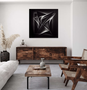 Blackout Minimalism: Charcoal Sketches Print of Abstract Art on Black Paper