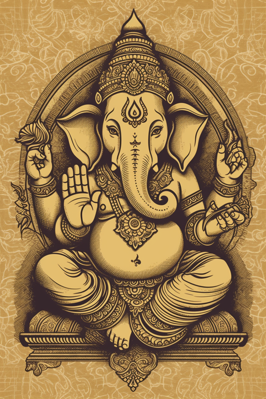 Ganesha Vector Watercolor - Ganesha Coloured Drawing, HD Png Download -  600x857 PNG - DLF.PT