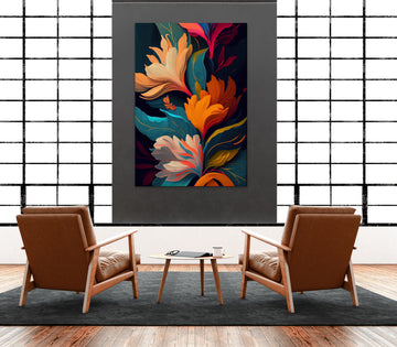 Blooming Energy: A Multicolored Abstract Floral Oil Painting Print