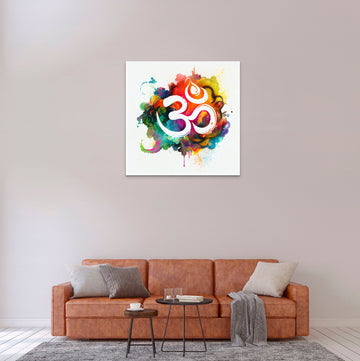 "Transcendence in Blue: A Stunning Abstract OM Oil Painting Print"