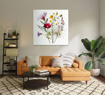 "Print of Vibrant Blooms: A Colorful Collection of Flowers on a Crisp White Background"