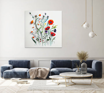 "Wildflower Symphony: Gorgeous Blue, Red, and Purple Blooms Print"