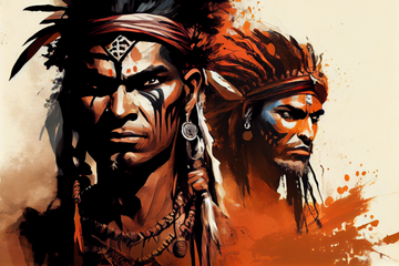 Bold and Authentic: Indian Tribal Men in Stunning Comic Art Print