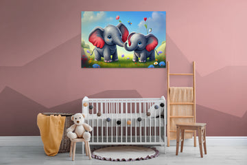 Two Cute Baby Elephant Playing Together Art Print