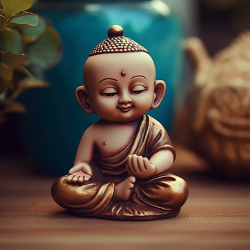 Serene Reflections: A Charming Print of Little Gautam Buddha in Meditation