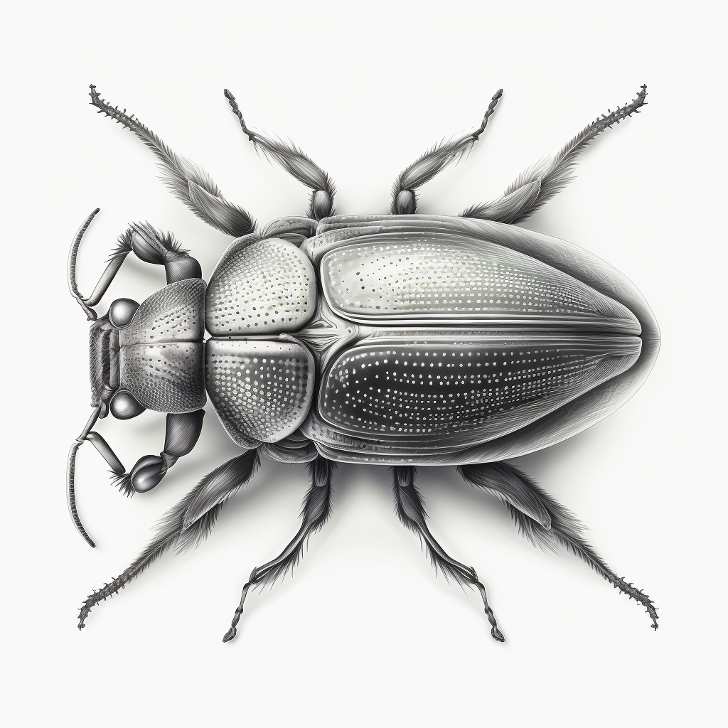 "Stylish Simplicity: Detailed Black & White Beetle Digital Artwork Print"