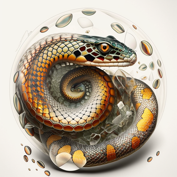 "A Digital Print of Detailed Snake on White Background"