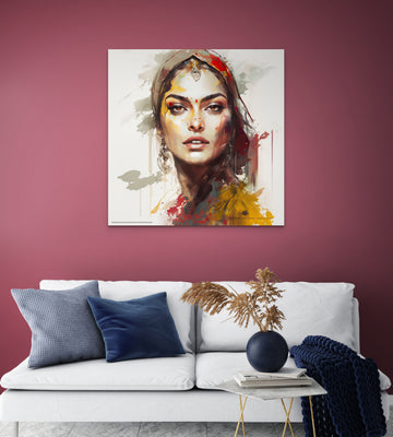 "Add Elegance to Your Space with Our Colorful Painting Print of Radha on White Background"