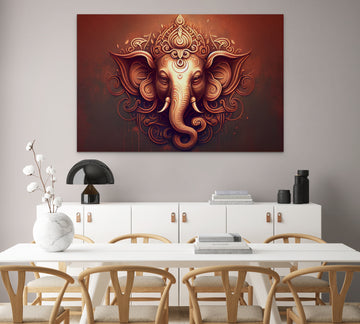 Red Radiance: A Lord Ganesha Art Print with Vibrant Energy