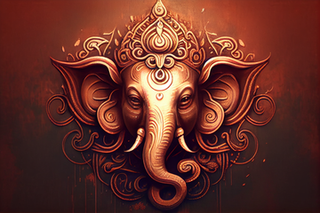 Red Radiance: A Lord Ganesha Art Print with Vibrant Energy