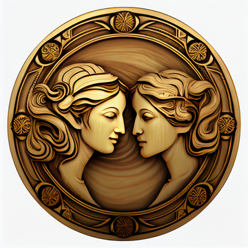 Cosmic Grounding: Gemini Zodiac Sign Art Print in Wooden Style - Add Charm and Serenity to Your Space!