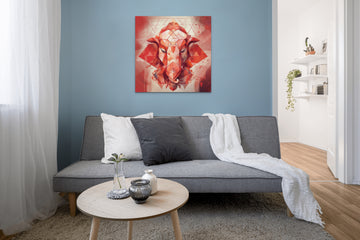A Geometric Art Print of Radiant Ganesha Masterpiece in Red and White