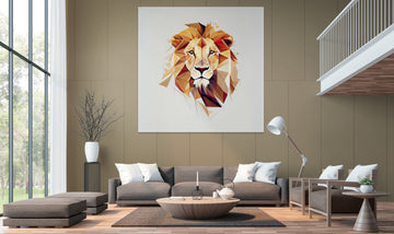 Roaring Majesty: A Striking Geometric Art Print of a Lion