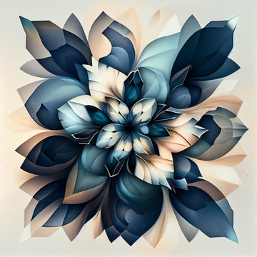 Blue Blossom: A Geometric Floral Symphony in Shades of Blue