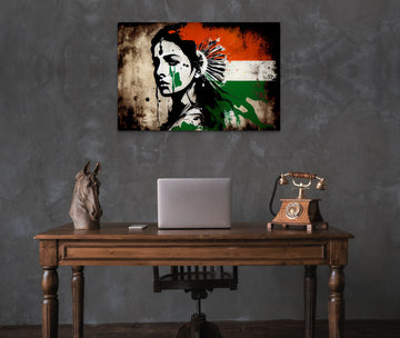 Mother India Graffiti: A Vintage Art Print with the Indian Flag