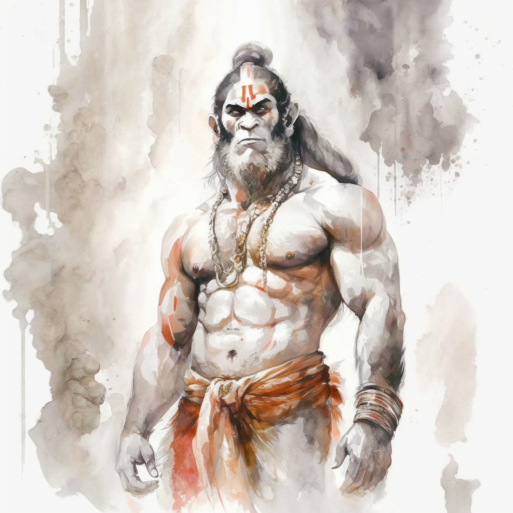 "Experience Divine Blessings with Our Hanuman Ji Watercolor Digital Artwork Print - Perfect for Wall Decor and Gifting"