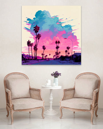 California Sky Ink Print: Eye-Catching Print in Pink, Purple, and Blue Tones