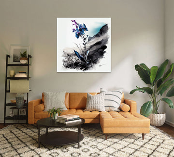Vibrant Blossom: Stunning Watercolor Print of a Wild Blue Orchid, Perfect for Elevating Your Living Room or Office Decor