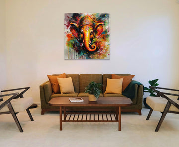 Divine Dripping Acrylic Art: Lord Ganesha Painting Print to Bring Blessings and Beauty to Your Home