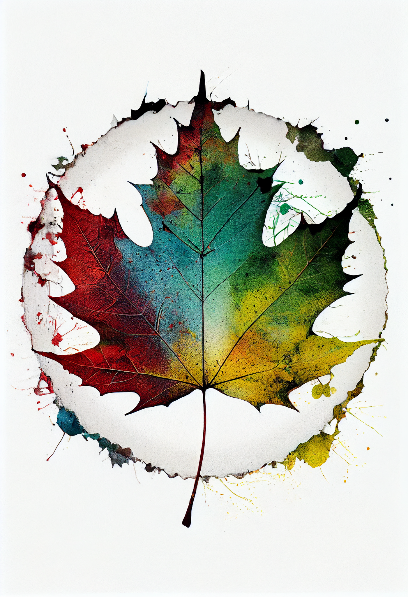 Autumnal Impressions: A Maple Leaf Abstract Art Print