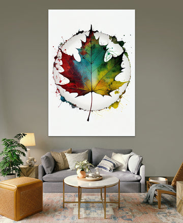 Autumnal Impressions: A Maple Leaf Abstract Art Print