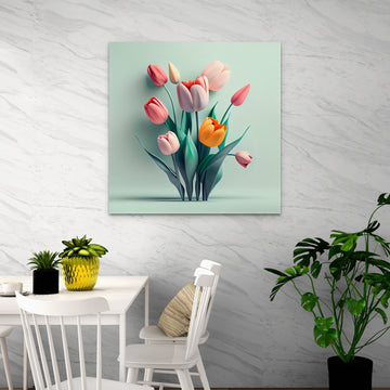 Blooming Beauty: A Stunning 3D Digital Print of Tulips