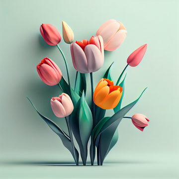 Blooming Beauty: A Stunning 3D Digital Print of Tulips