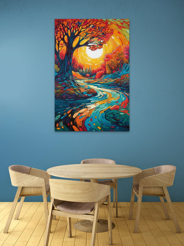 Vibrant Visions: A Stunning Acrylic Color Landscape Painting Print