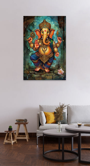 Graceful Majesty: A Modern Art Print of Lord Ganesha in a Standing Posture