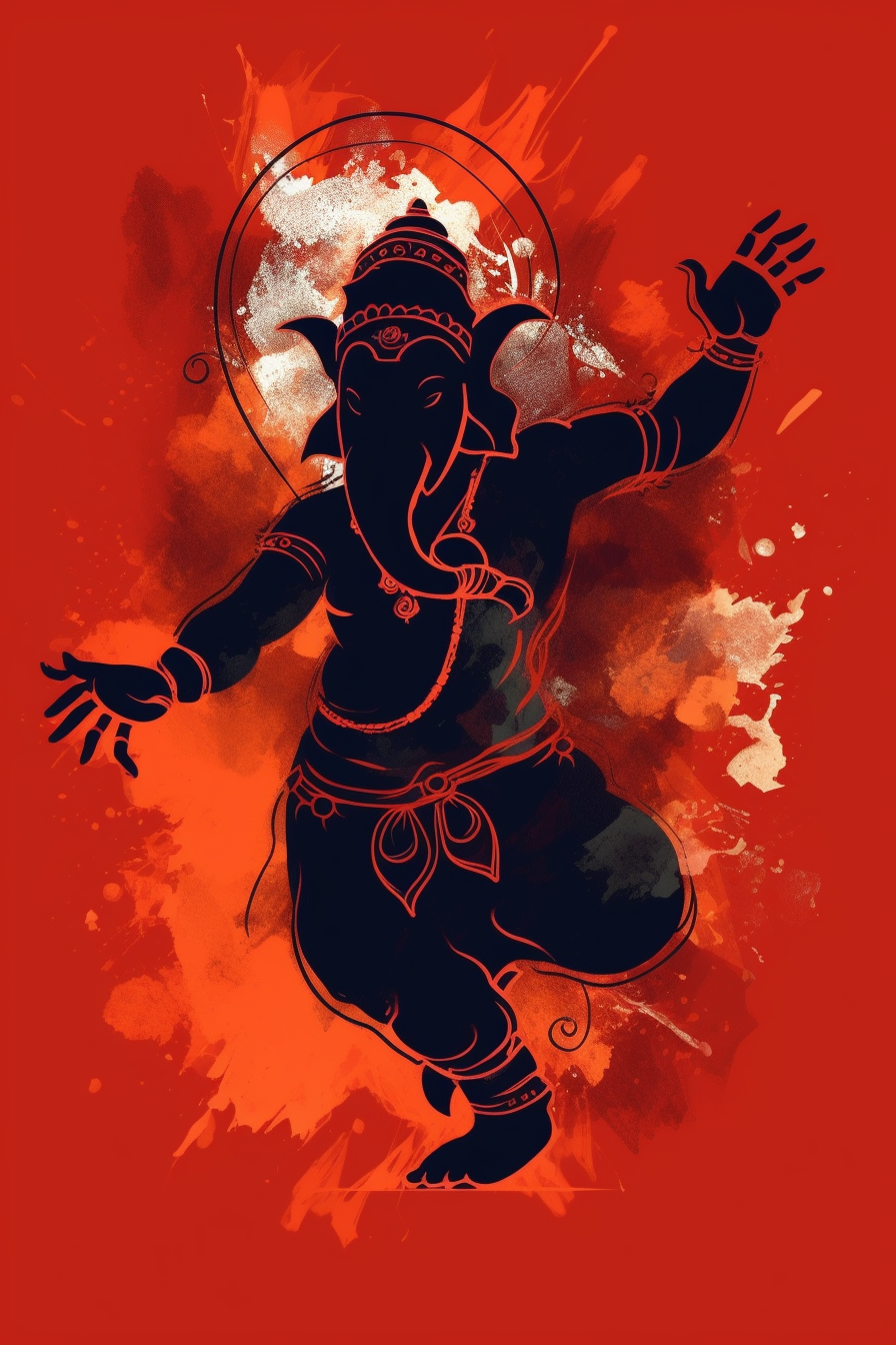 A Modern Art Print of Lord Ganesha's Dancing Shadow
