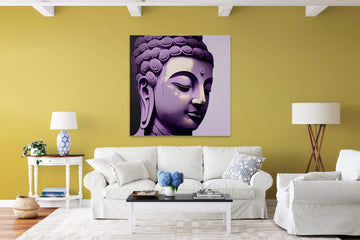 Lavender Serenity: A Modern Art Print of Lord Buddha's Serene Profile in Soothing Purple Hues