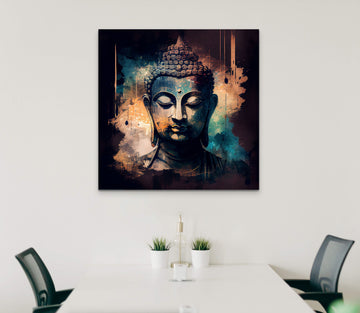 Transcendental Fusion: A Modern Art Print of Lord Buddha in Mixed Media