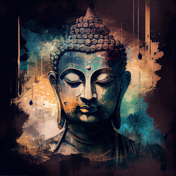 Transcendental Fusion: A Modern Art Print of Lord Buddha in Mixed Media