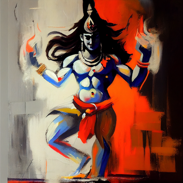 Divine Dance of Destruction: Lord Shiva performing Tandav - Oil Painting Print