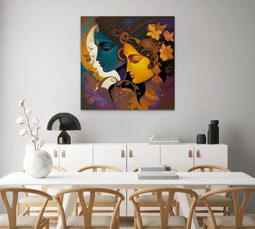 "Radhe Krishna Modern Art Digital Painting Print"