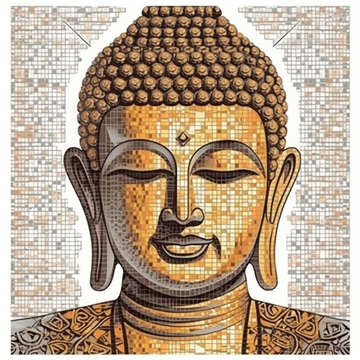 A Breathtaking Mosaic Art Print of Lord Buddha on White Background